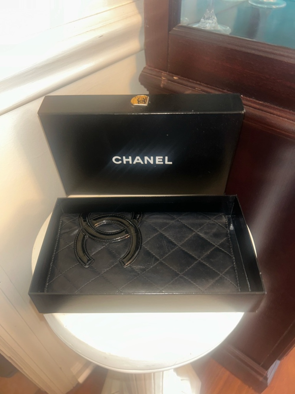CHANEL Black Quilted Leather Insert with Interlocking CC Detail